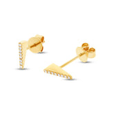 0.05ct 14k Yellow Gold Diamond Pyramid Stud Earring